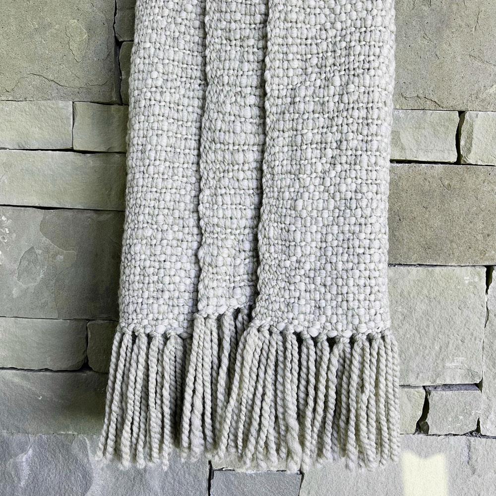 Sage Coastal Beach Pebble Wool Handwoven Throw Blanket|