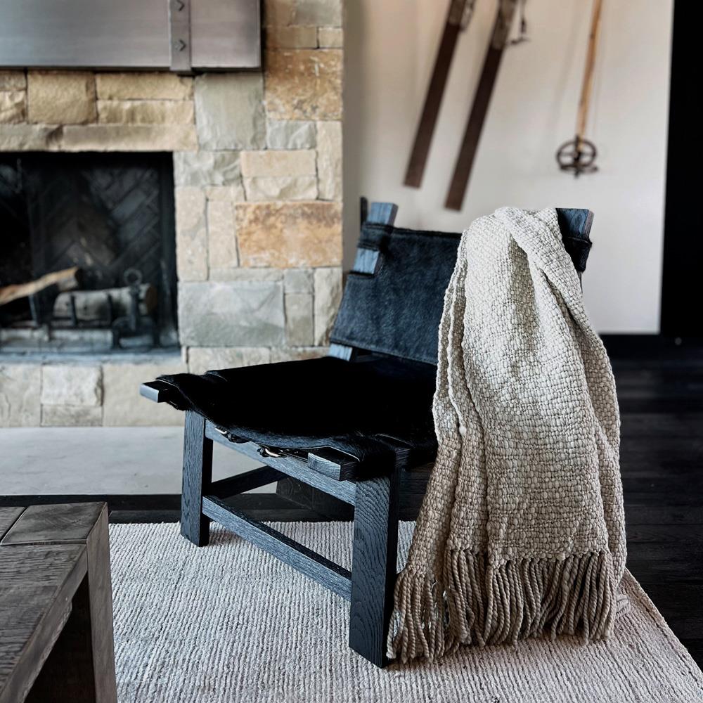 Sage Coastal Beach Pebble Wool Handwoven Throw Blanket|