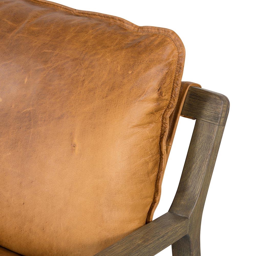 Ailyn Rustic Lodge Brown Upholstered Leather Wood Frame Occasional