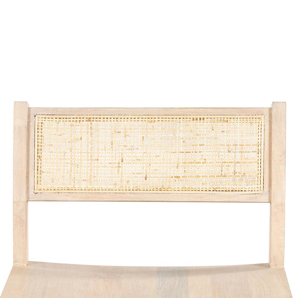 Marina Coastal Beach Whitewash Solid Mango Wood Natural Woven Cane Counter Stool|