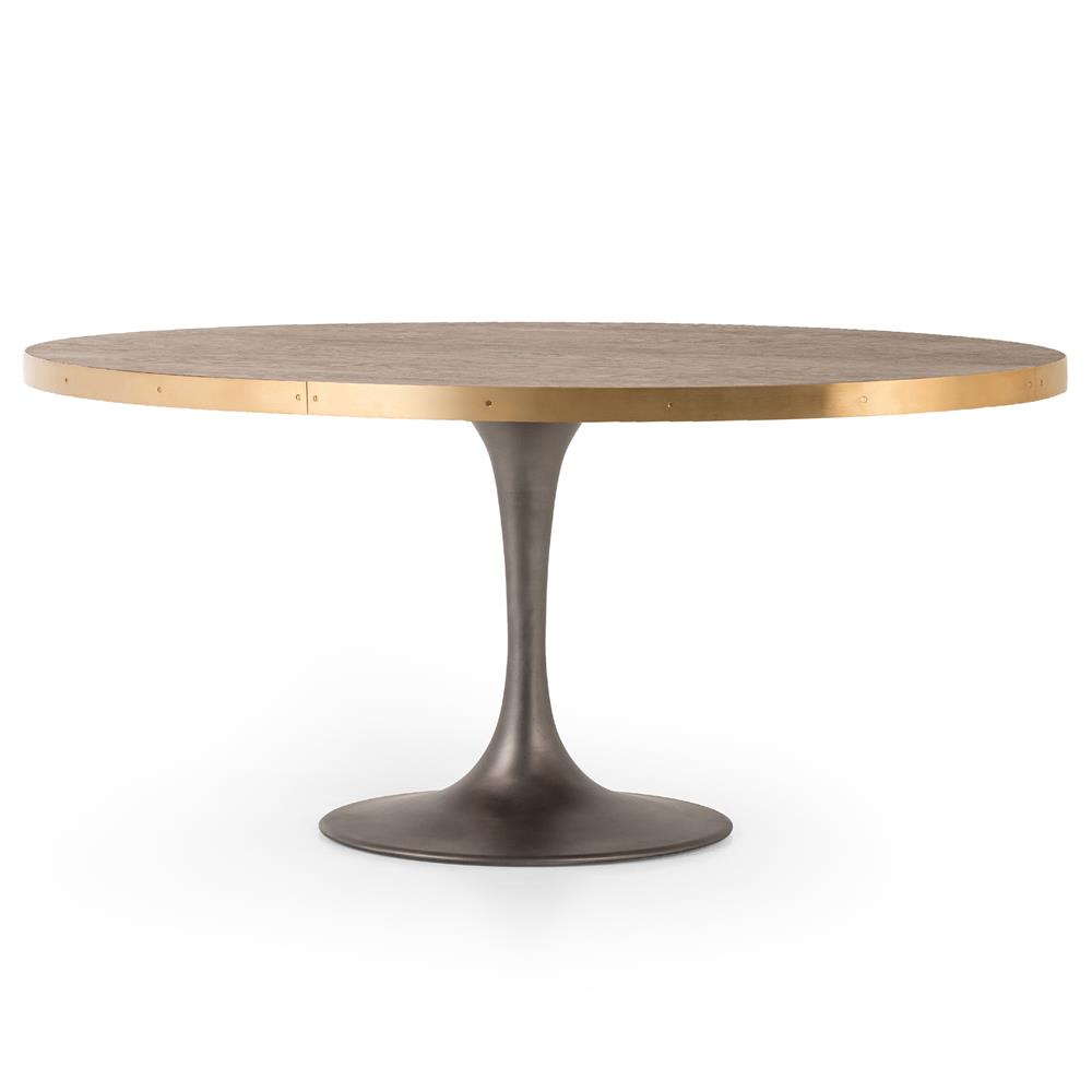 Cressley Industrial Polished Brass Grey Iron Oval Dining Table - 72"W|