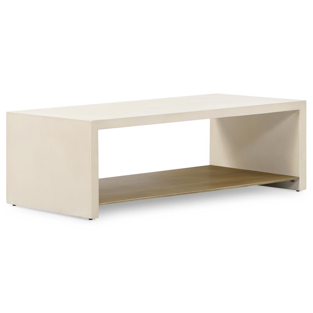 Matthew Industrial Loft White Concrete Rectangular Coffee Table|