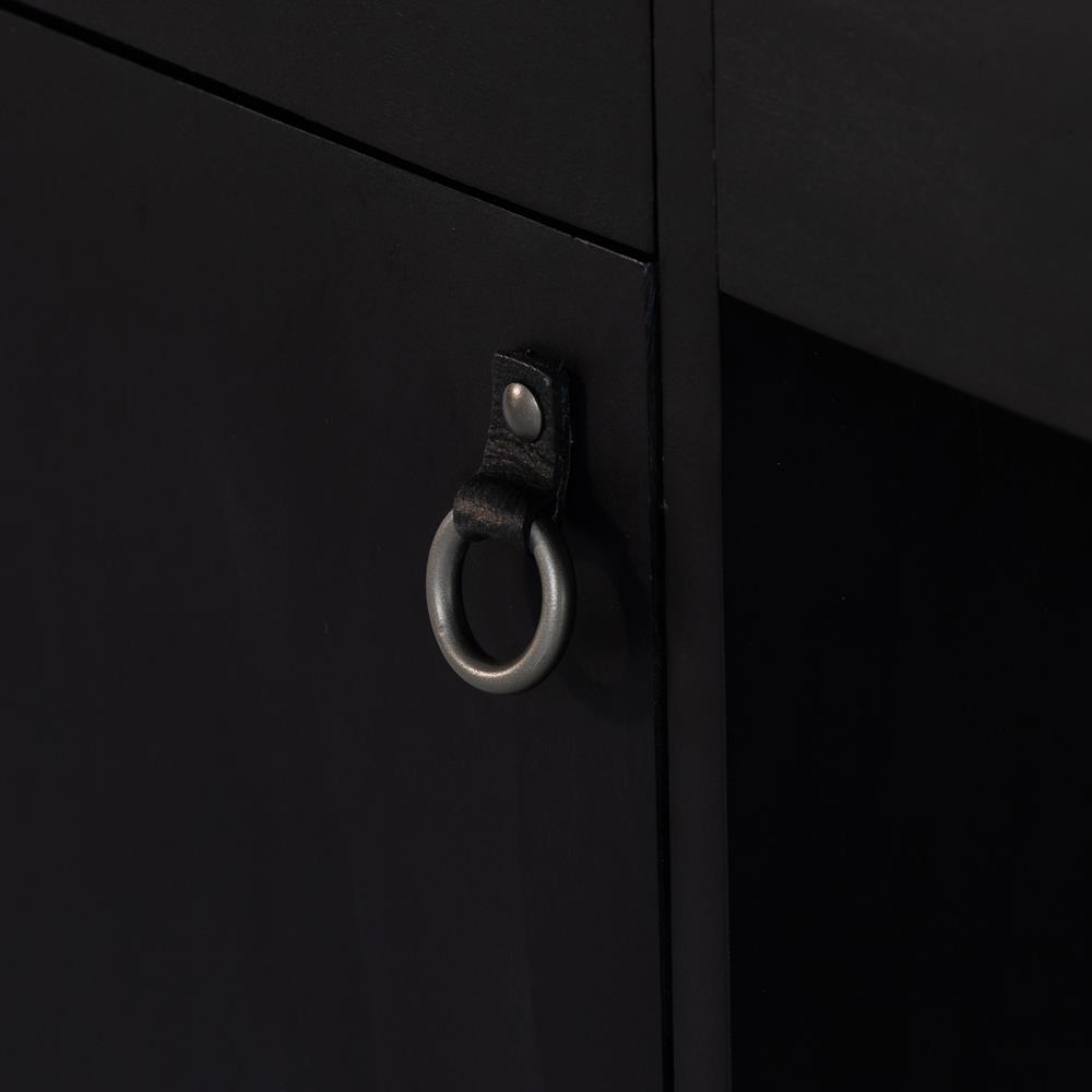 Isaac Rustic Lodge Black Wood 5 Drawer 1 Door Executive Desk|