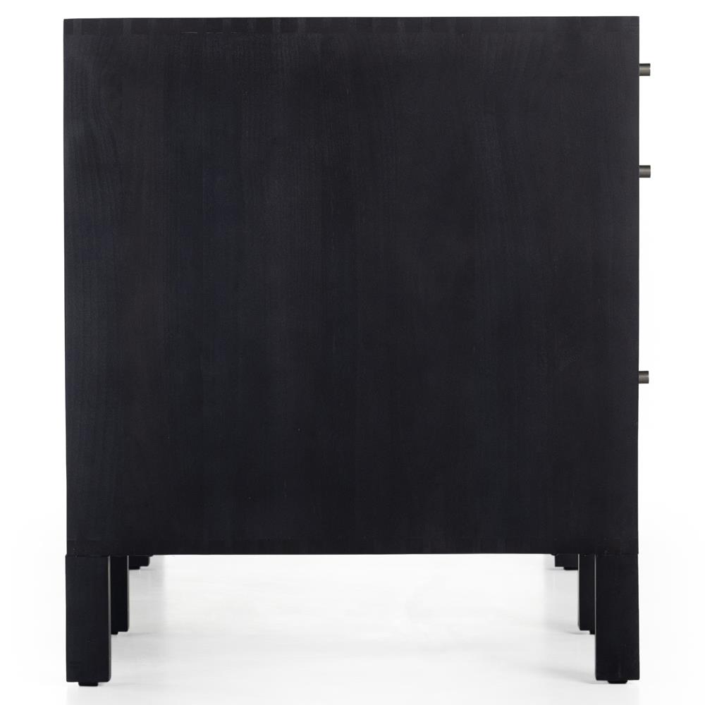 Isaac Rustic Lodge Black Wood 5 Drawer 1 Door Executive Desk|