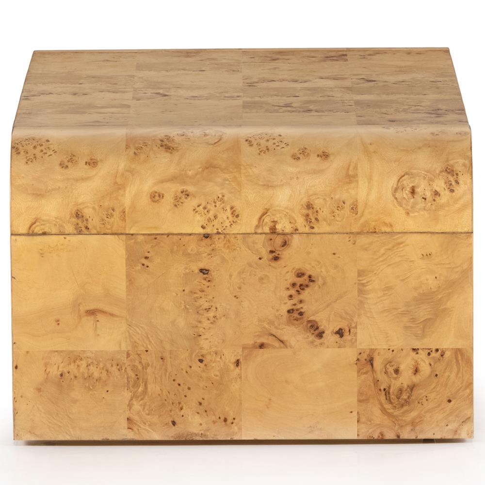 Cynthia Rustic Lodge Natural Burl Wood Curved Rectangular Coffee Table|