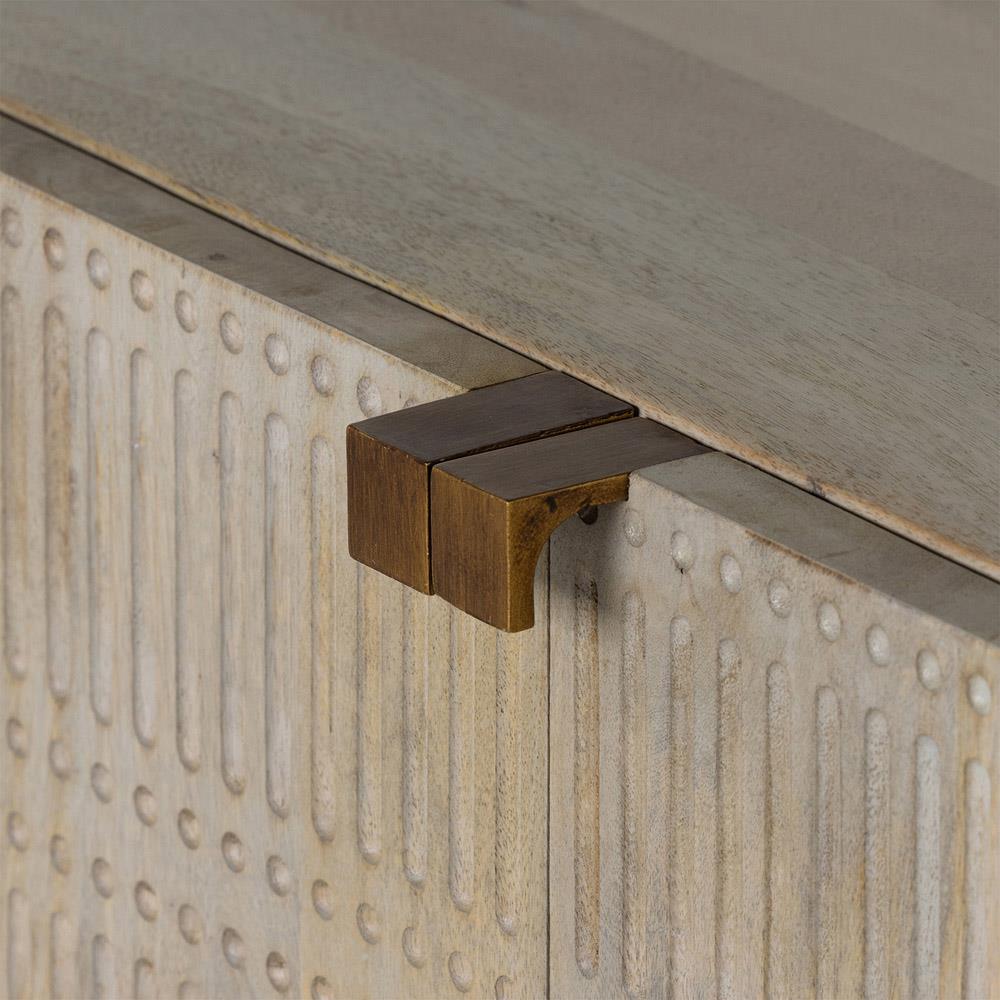 Madison Mid Century Washed Grey Mango Wood Black Iron 4 Door Sideboard|