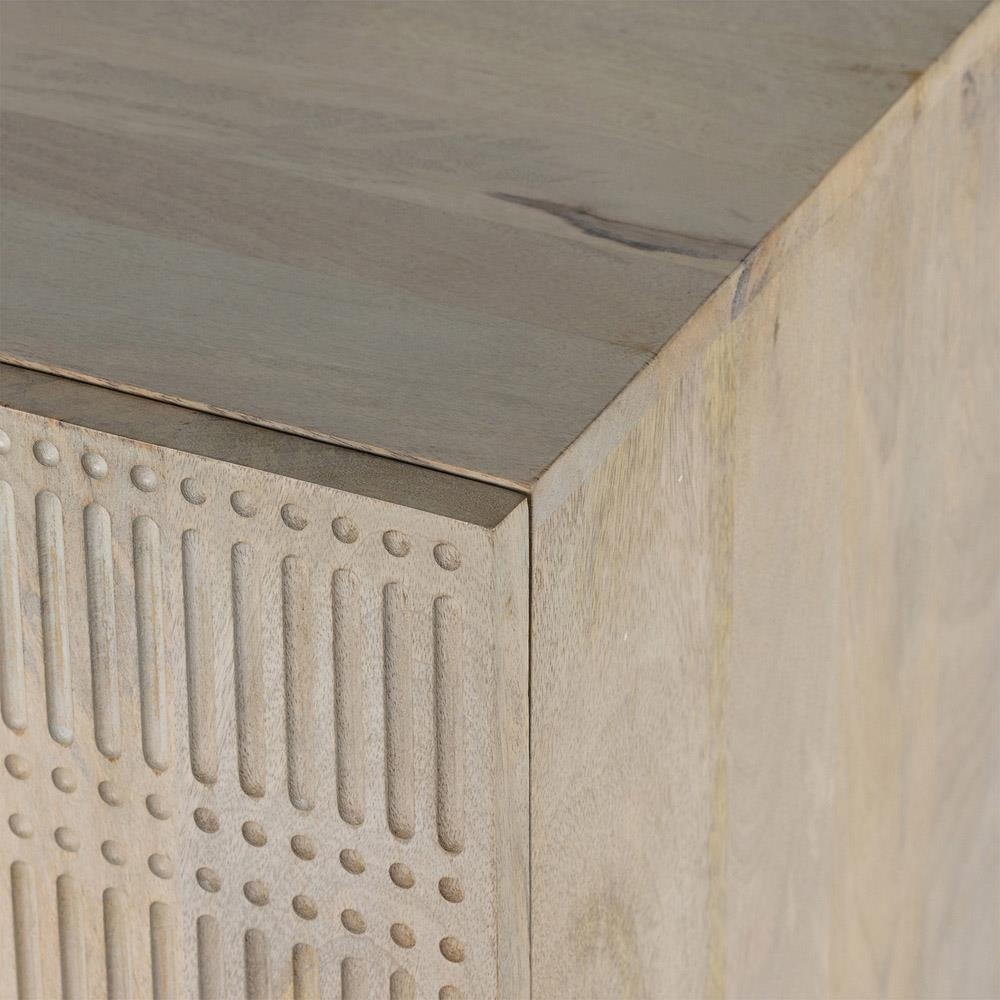 Madison Mid Century Washed Grey Mango Wood Black Iron 4 Door Sideboard|