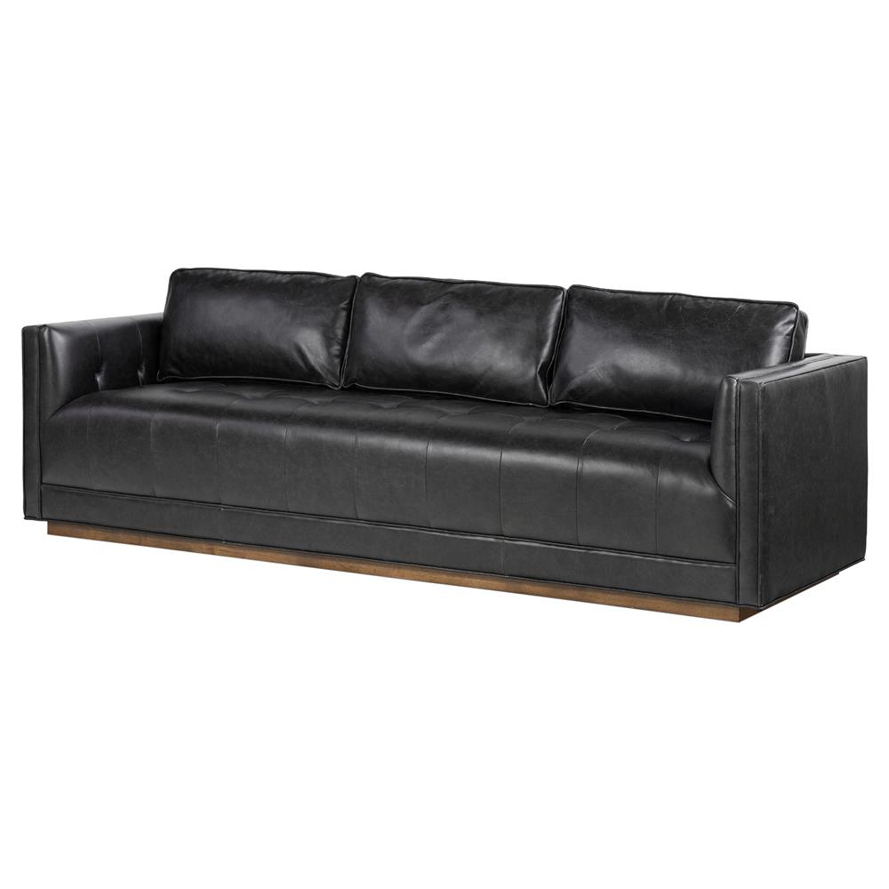 Celeste Rustic Lodge Black Upholstered Leather Brown Wood Tufted