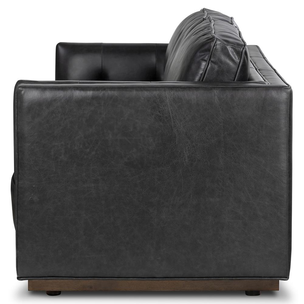 Celeste Rustic Lodge Black Upholstered Leather Brown Wood Tufted