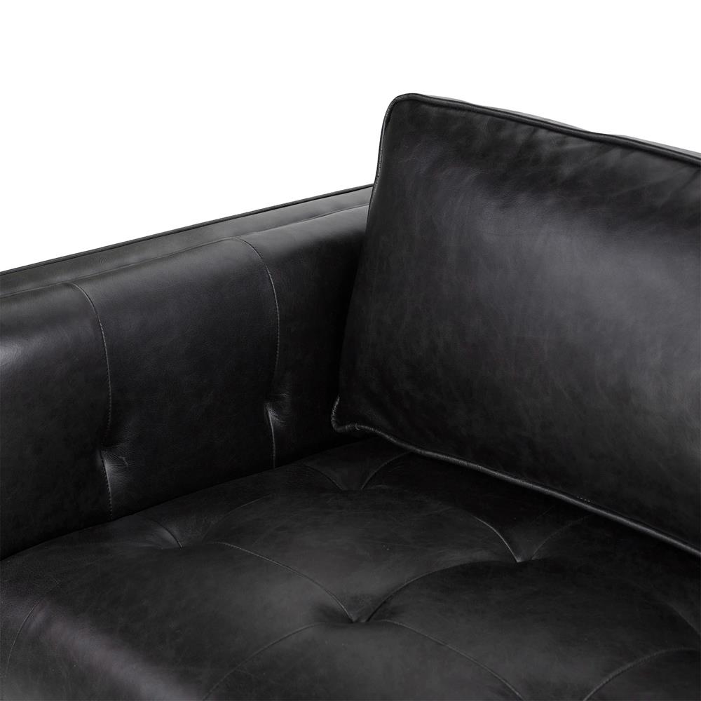 Celeste Rustic Lodge Black Upholstered Leather Brown Wood Tufted