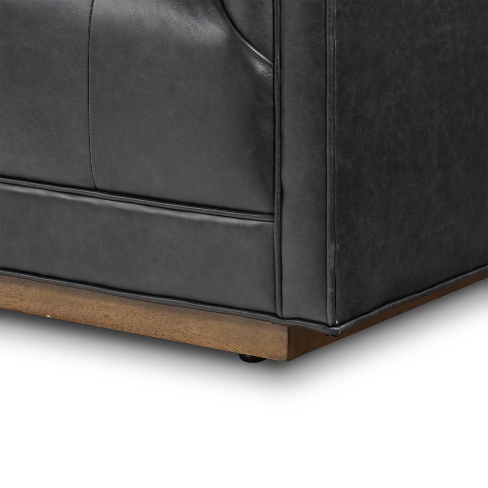 Celeste Rustic Lodge Black Upholstered Leather Brown Wood Tufted