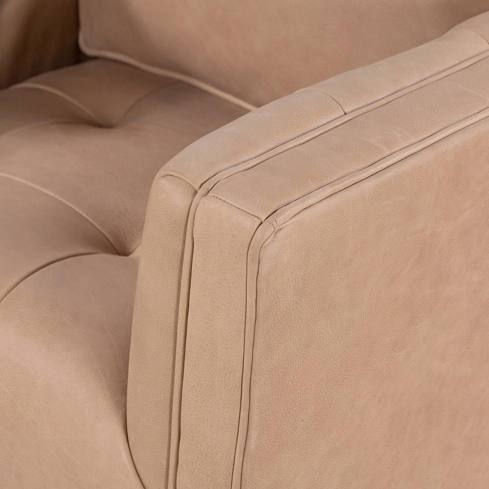 Celeste Rustic Lodge Beige Upholstered Brown Wood Tufted Seat Swivel Arm Chair|