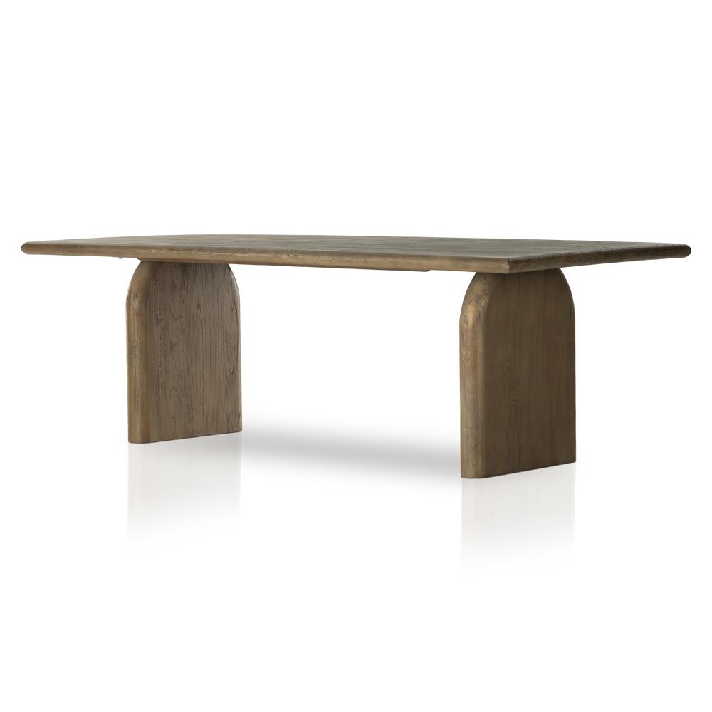 Suriya Rustic Brown Wood Rectangular Double Pedestal Dining Table - 94"W|