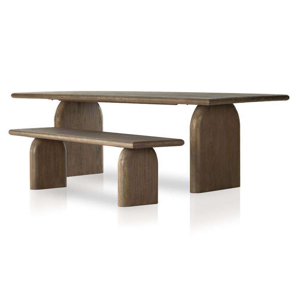 Suriya Rustic Brown Wood Rectangular Double Pedestal Dining Table - 94"W|