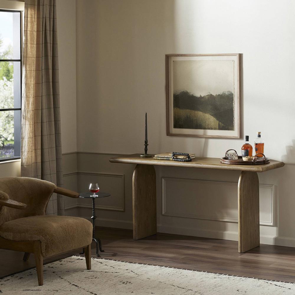 Suriya Rustic Lodge Brown Wood Rectangular Console Table|