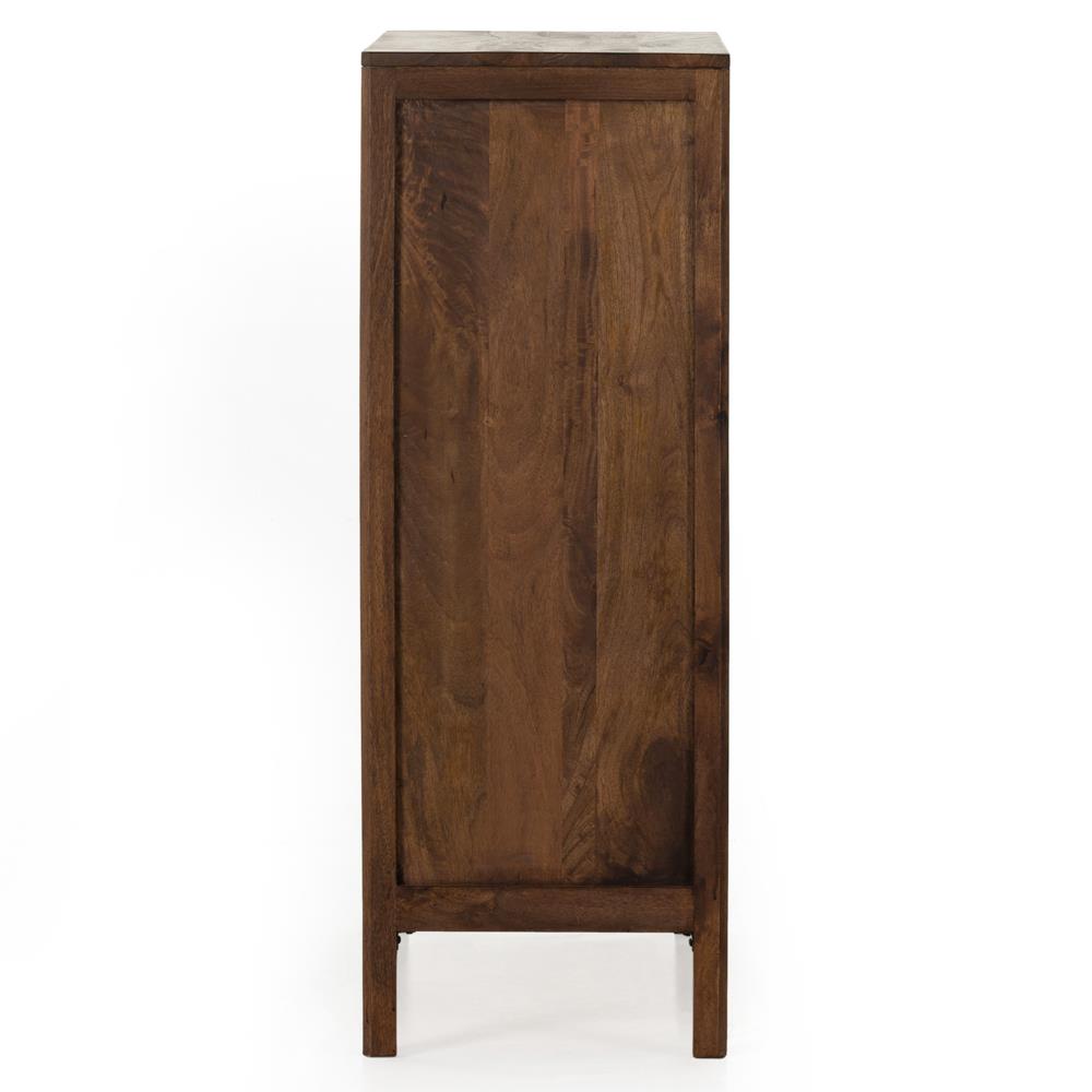 Rhian Coastal Beach Brown Woven Cane Mango Wood 3 Drawer Tall Chest Dresser|