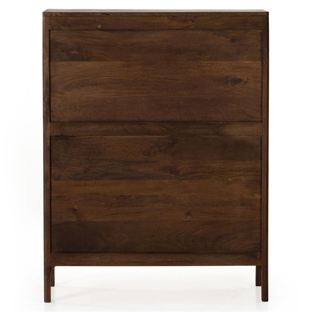 Rhian Coastal Beach Brown Woven Cane Mango Wood 3 Drawer Tall Chest Dresser|
