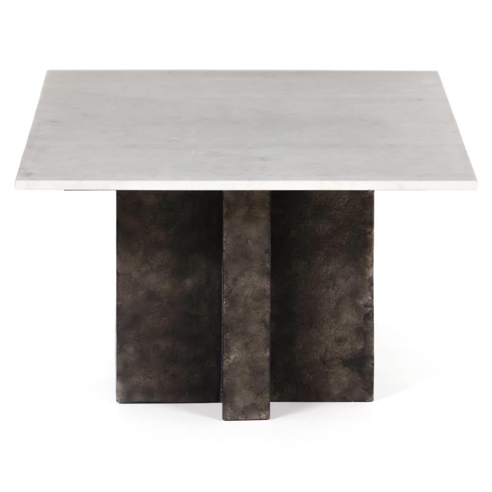 Hanne Mid Century White Marble Black Aluminum Base Rectangular Coffee Table|