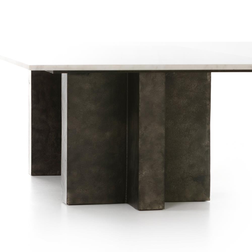 Hanne Mid Century White Marble Black Aluminum Base Rectangular Coffee Table|