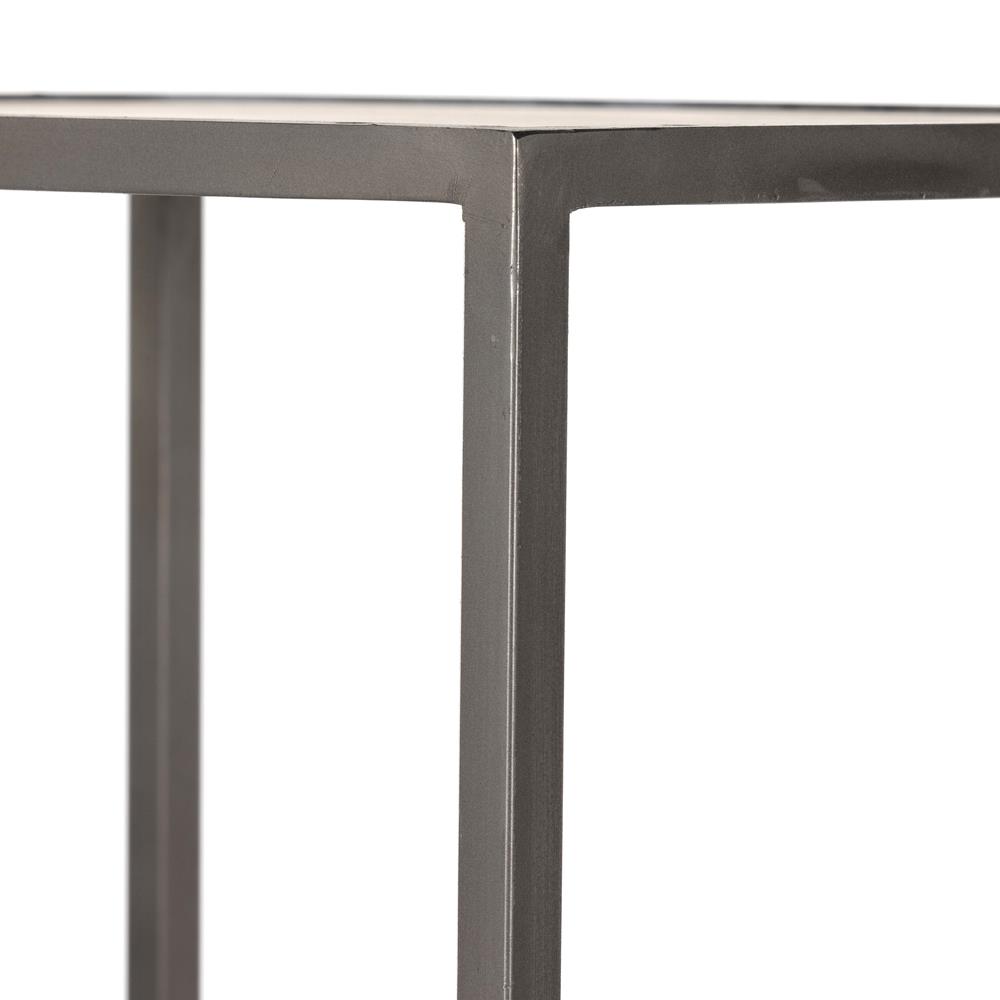 Theodore Industrial Loft Dove White Wood Grey Iron Frame 2 Drawer Display Bookcase|