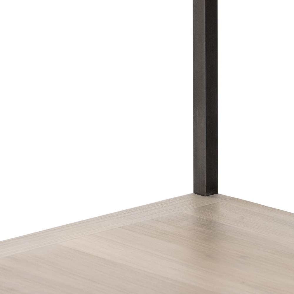 Theodore Industrial Loft Dove White Wood Grey Iron Frame 2 Drawer Display Bookcase|