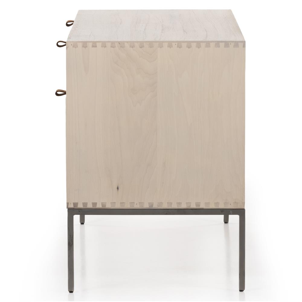 Theodore Industrial Loft Dove White Wood Grey Iron 4 Drawer Filing Credenza|