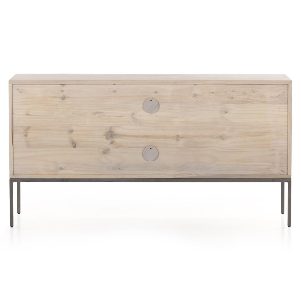 Theodore Industrial Loft Dove White Wood Grey Iron 4 Drawer Filing Credenza|