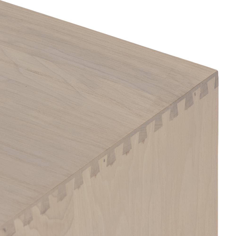 Theodore Industrial Loft Dove White Wood Grey Iron 4 Drawer Filing Credenza|