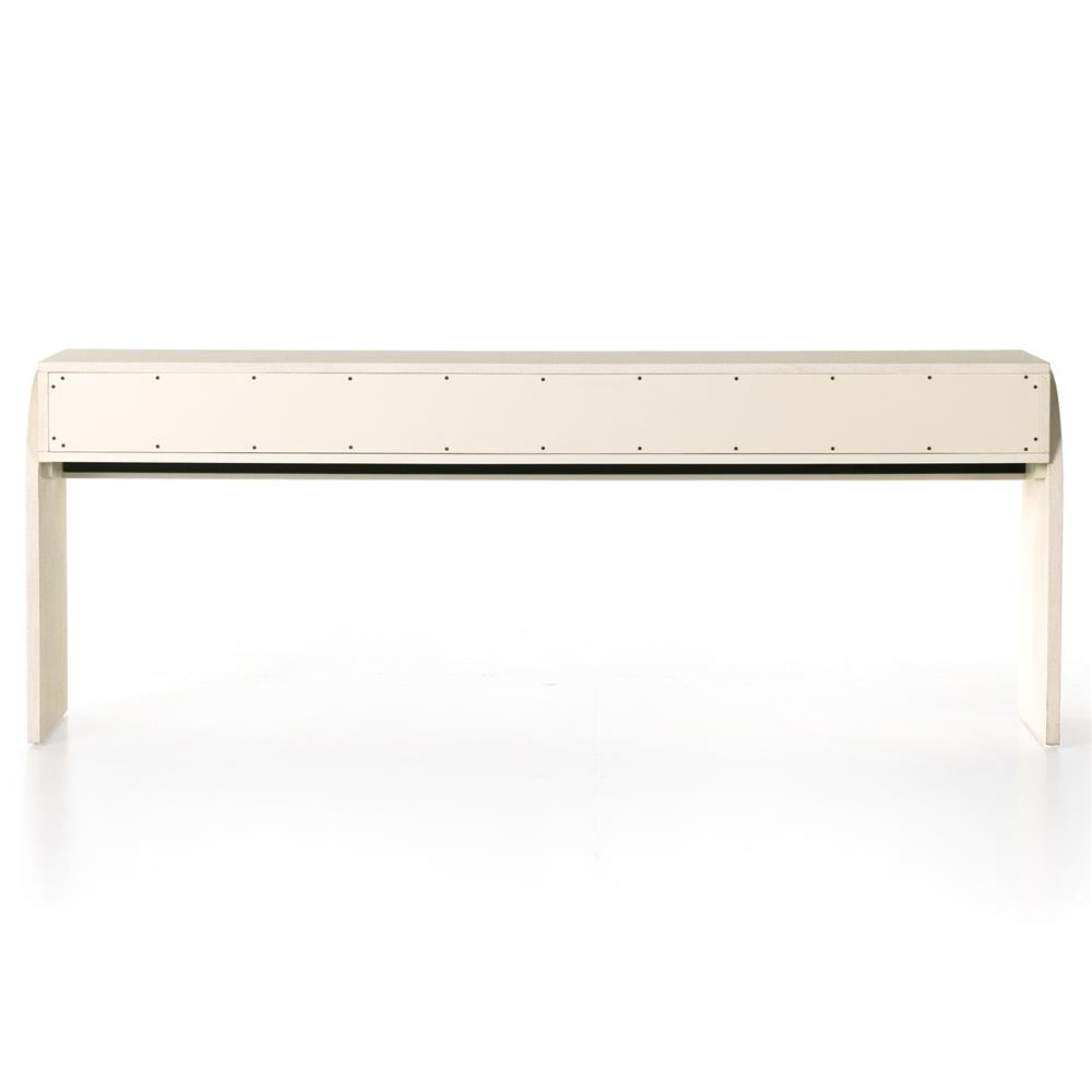 Maya Cream Painted Linen Mahogany Wood Brass Iron Pull 3 Drawer Console Table|