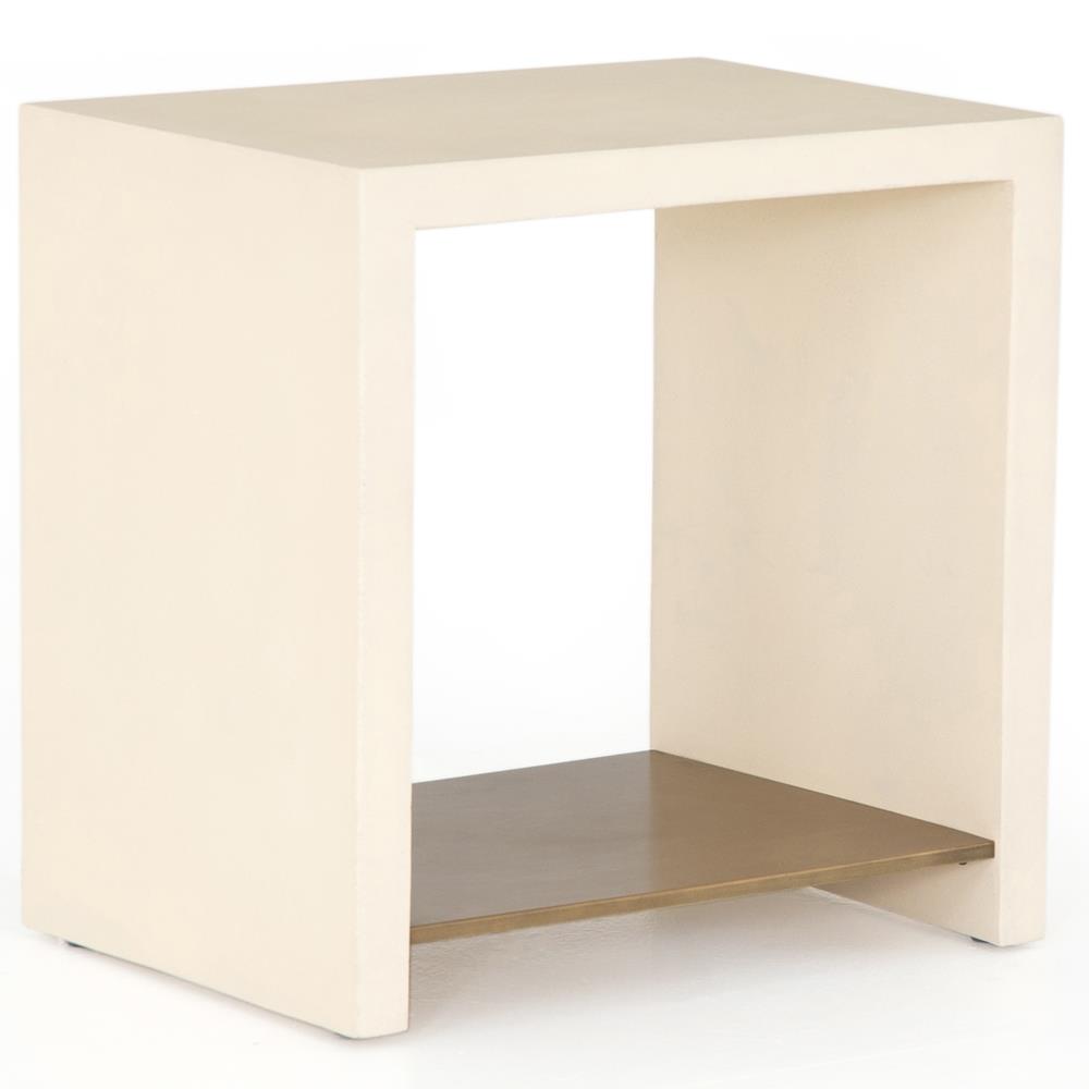Matthew Industrial Loft White Concrete Rectangular Side Table|