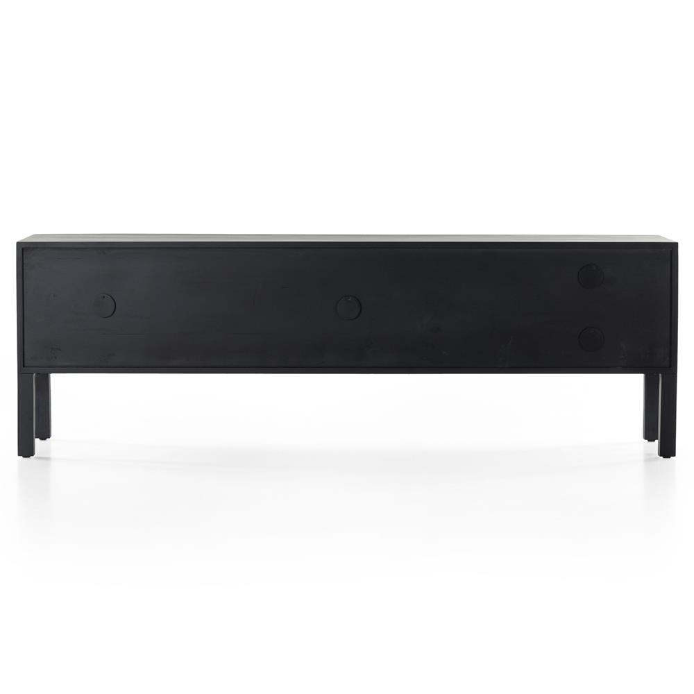 Luca Industrial Loft Black Wash Wood 2 Drawer 3 Door Media Console|