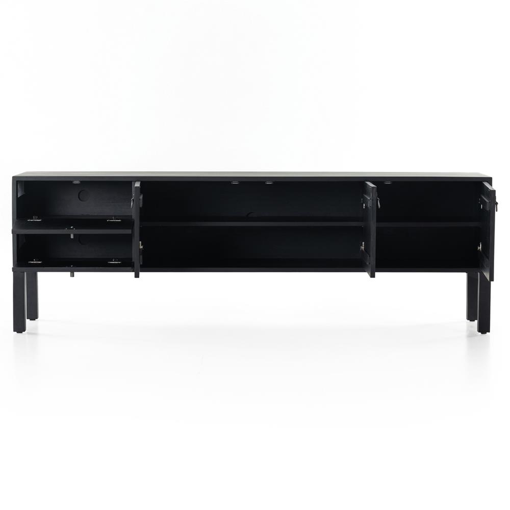 Luca Industrial Loft Black Wash Wood 2 Drawer 3 Door Media Console|