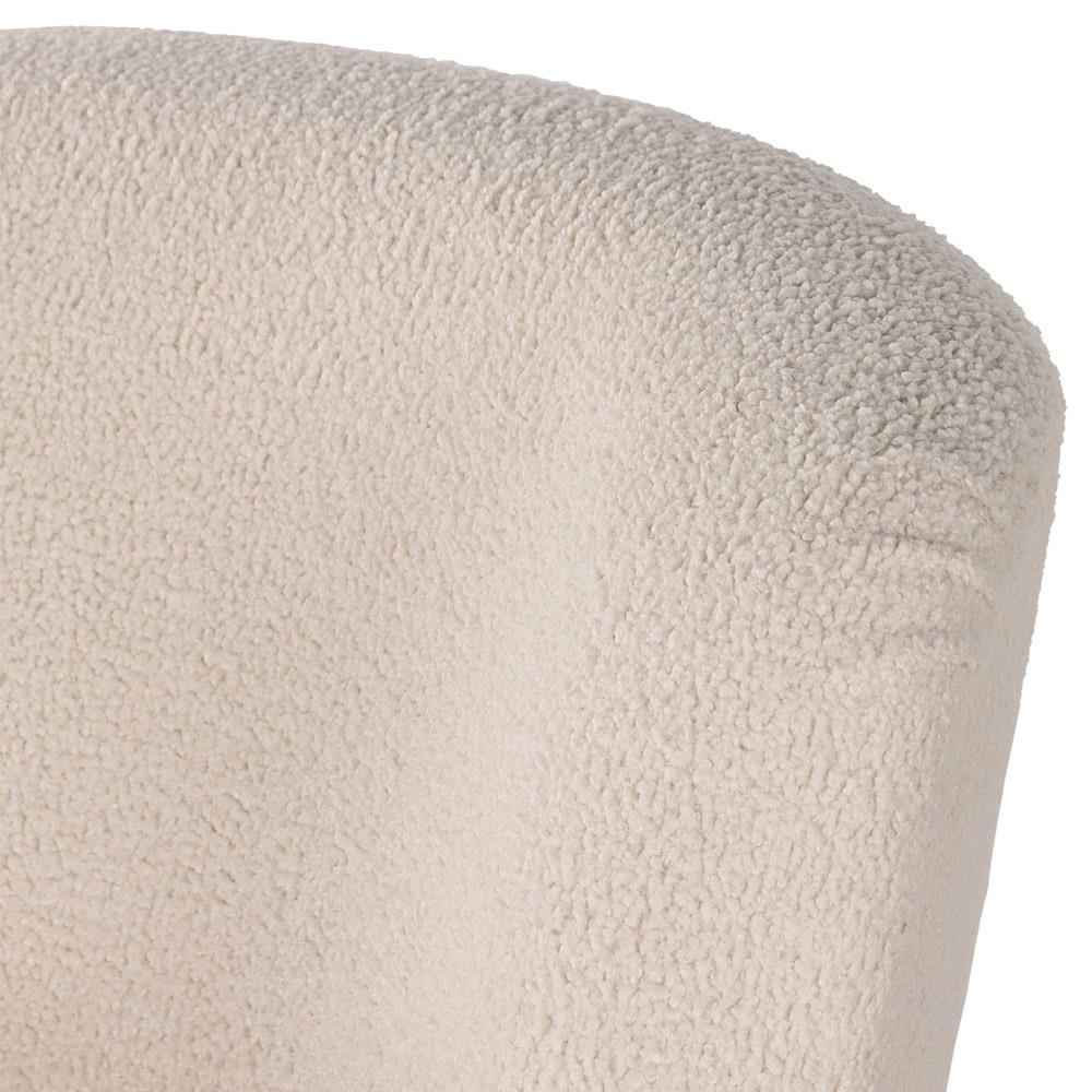 Kaden Modern Classic Cream Upholstered Boucle Brown Wood Chaise Lounge|