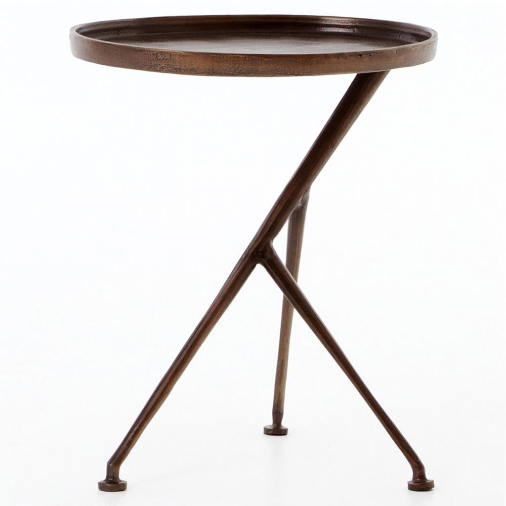 Soledad Industrial Loft Brown Aluminum Tripod Base Outdoor Oval Side Table|