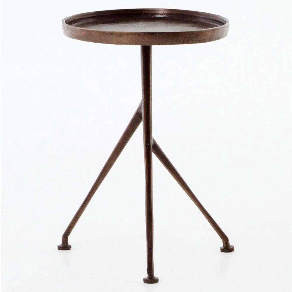 Soledad Industrial Loft Brown Aluminum Tripod Base Outdoor Oval Side Table|