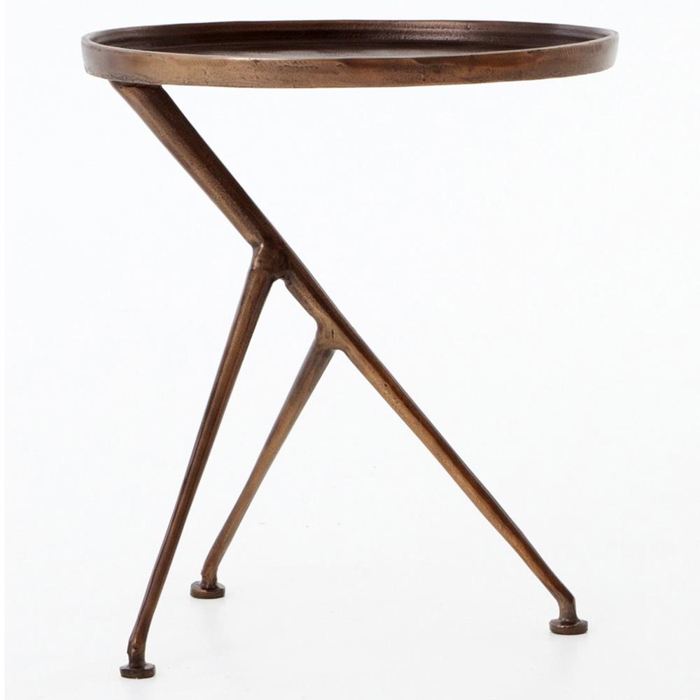 Soledad Industrial Loft Brown Aluminum Tripod Base Outdoor Oval Side Table|