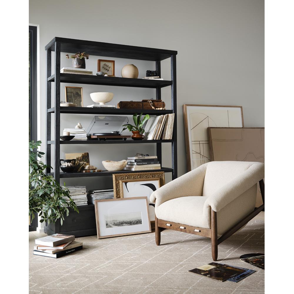 Winston Rustic Lodge Black Reclaimed Wood 2 Drawer Open Back Bookcase|