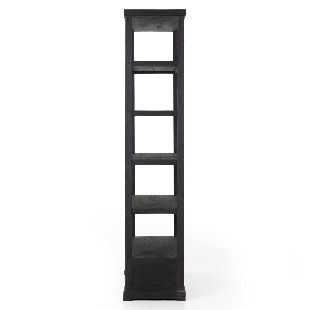 Winston Rustic Lodge Black Reclaimed Wood 2 Drawer Open Back Bookcase|