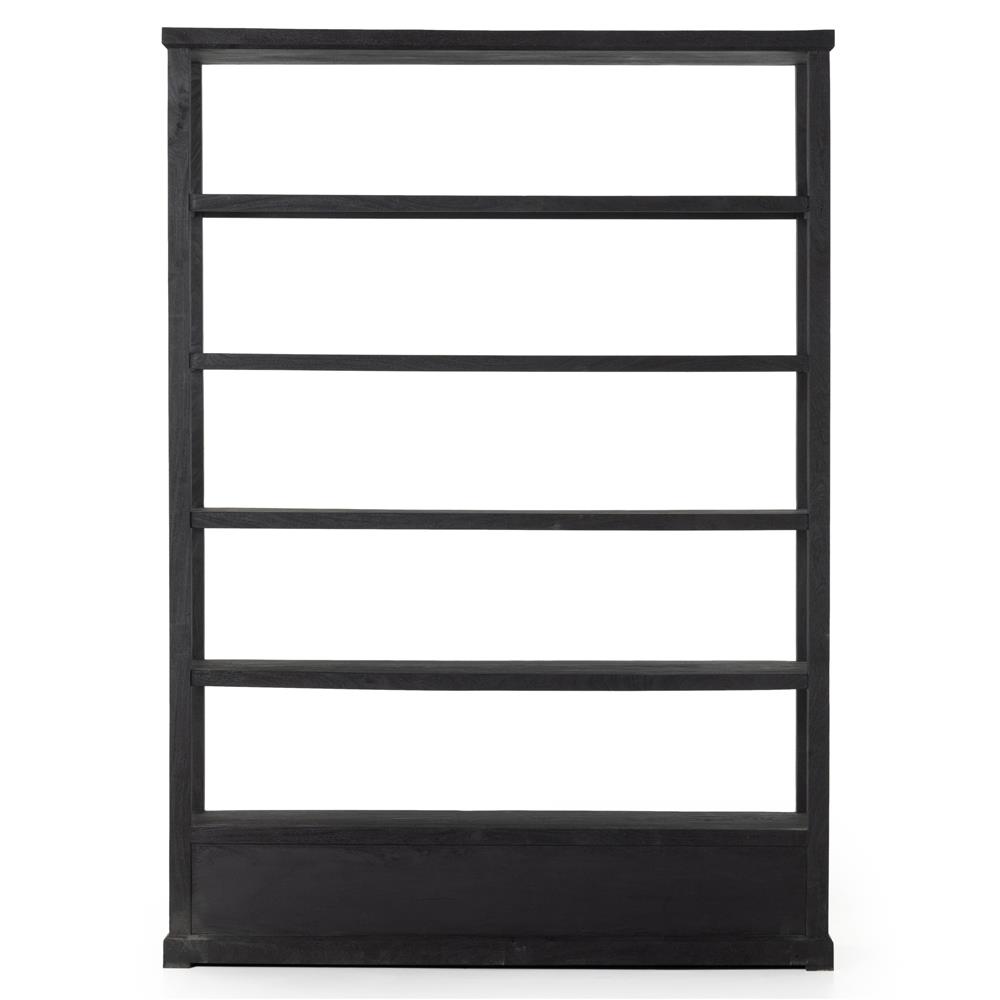 Winston Rustic Lodge Black Reclaimed Wood 2 Drawer Open Back Bookcase|