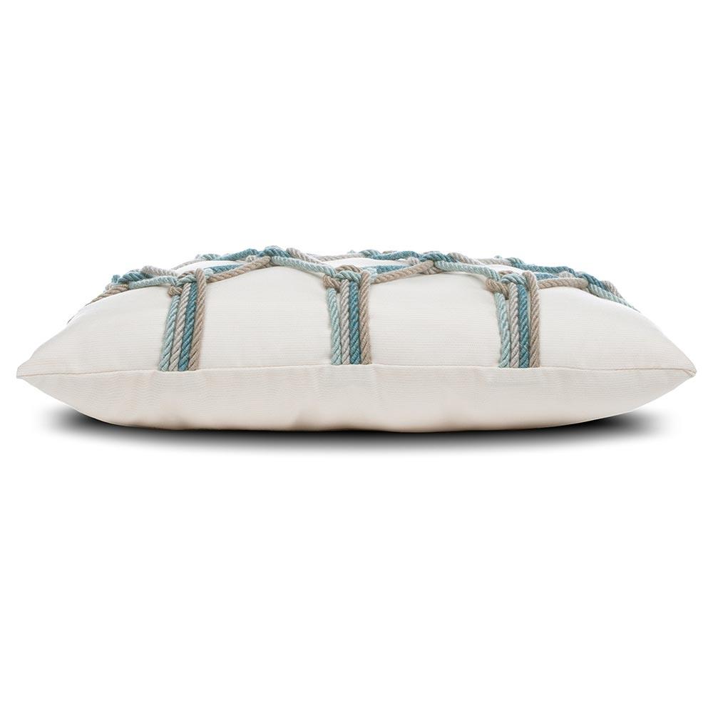 Cara Coastal Aqua Rope Indoor Outdoor Lumbar Pillow - 12x20|