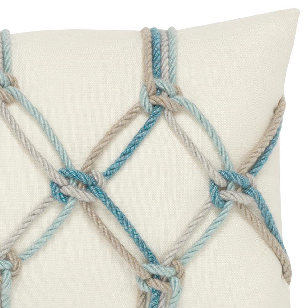 Cara Coastal Aqua Rope Indoor Outdoor Lumbar Pillow - 12x20|