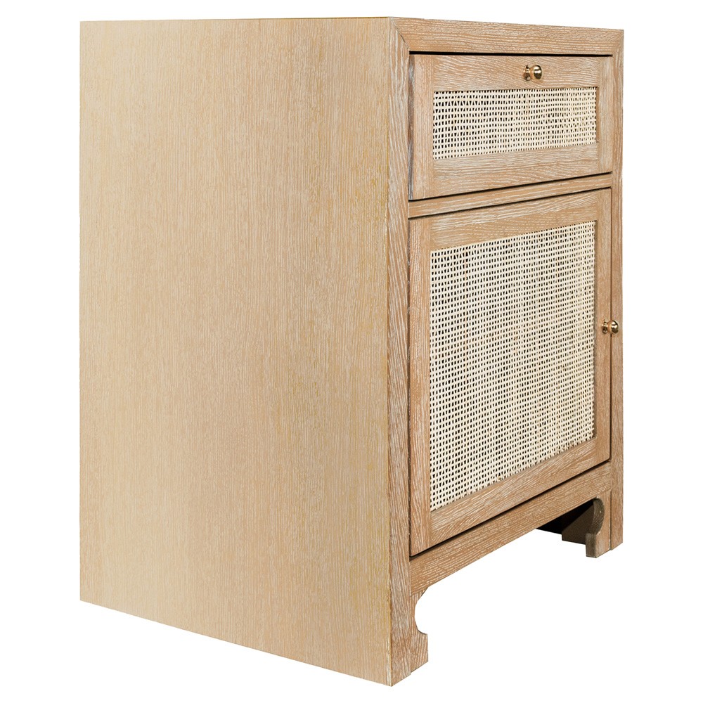 Worlds Away Ruth Coastal Beach Natural Wood Woven Cane Nightstand