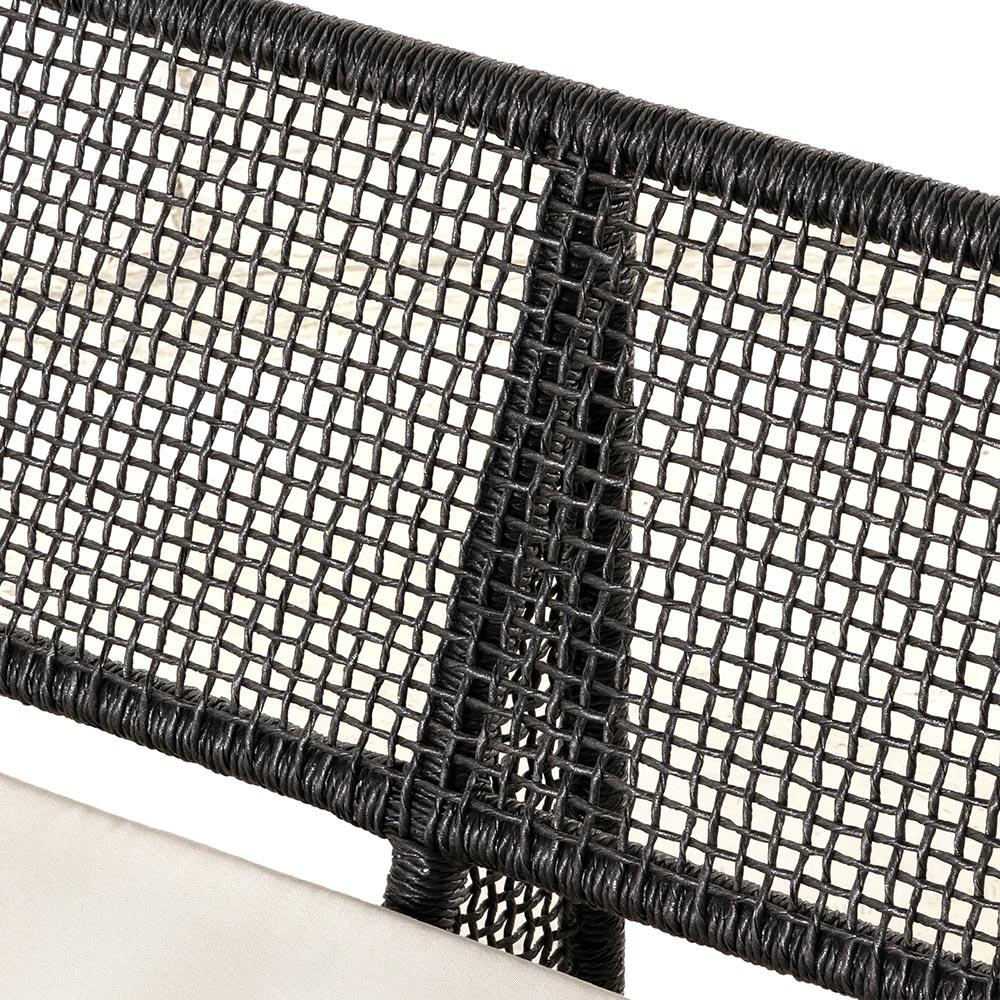 Lani Coastal Beach White Cushion Black Woven Wicker Outdoor Sofa - 63"W|