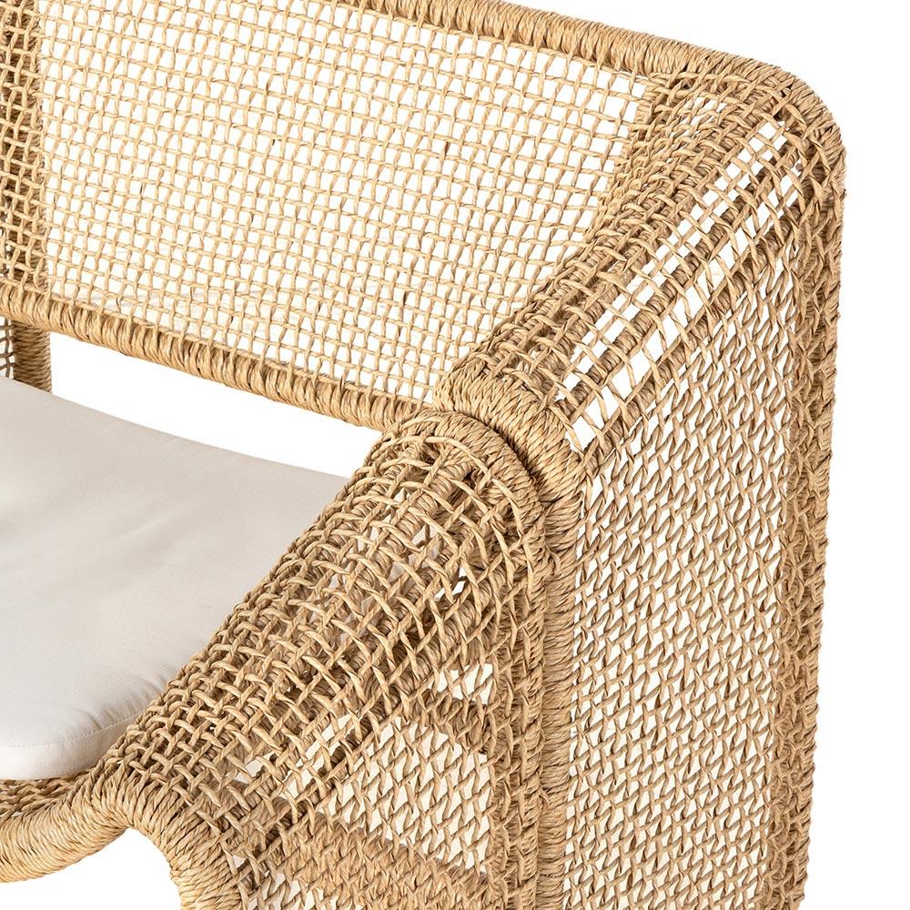 Lani Coastal Beach White Cushion Brown Woven Wicker Outdoor Sofa - 63"W|