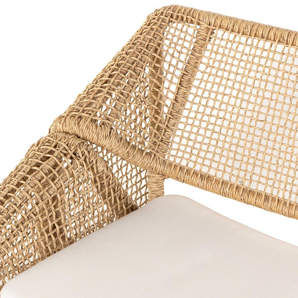 Lani Coastal Beach White Cushion Brown Woven Wicker Outdoor Sofa - 63"W|