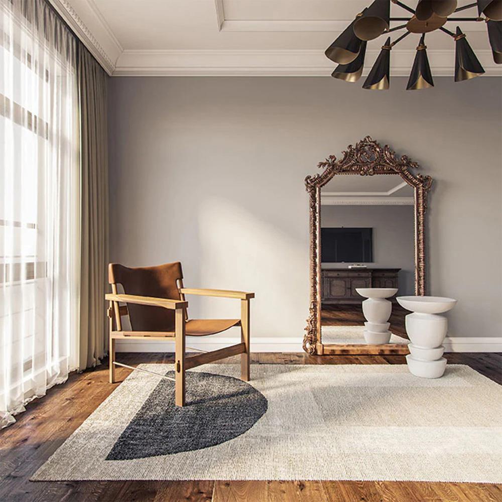 Miro Modern Classic Black Accent Beige Geometric Patterned Rug - 8'x10'|