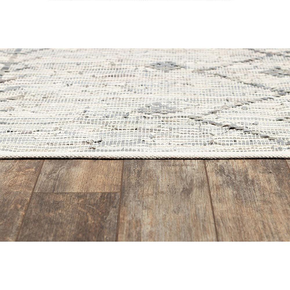 Mardox Global Bazaar Grey Leather Geometric Patterned Rug - 3'6"x5'6"|