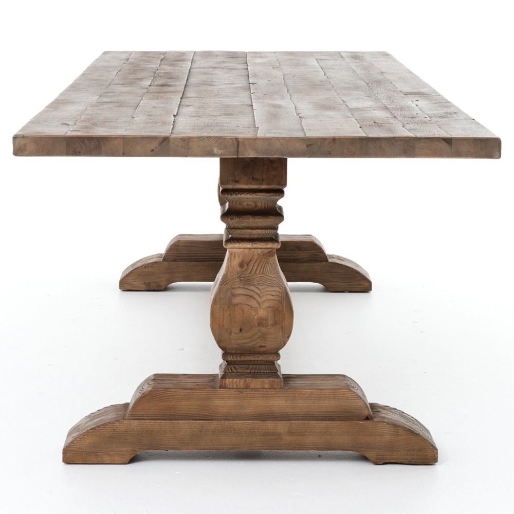 Arbois French Country Pine Wood Trestle Dining Table - 110"W|