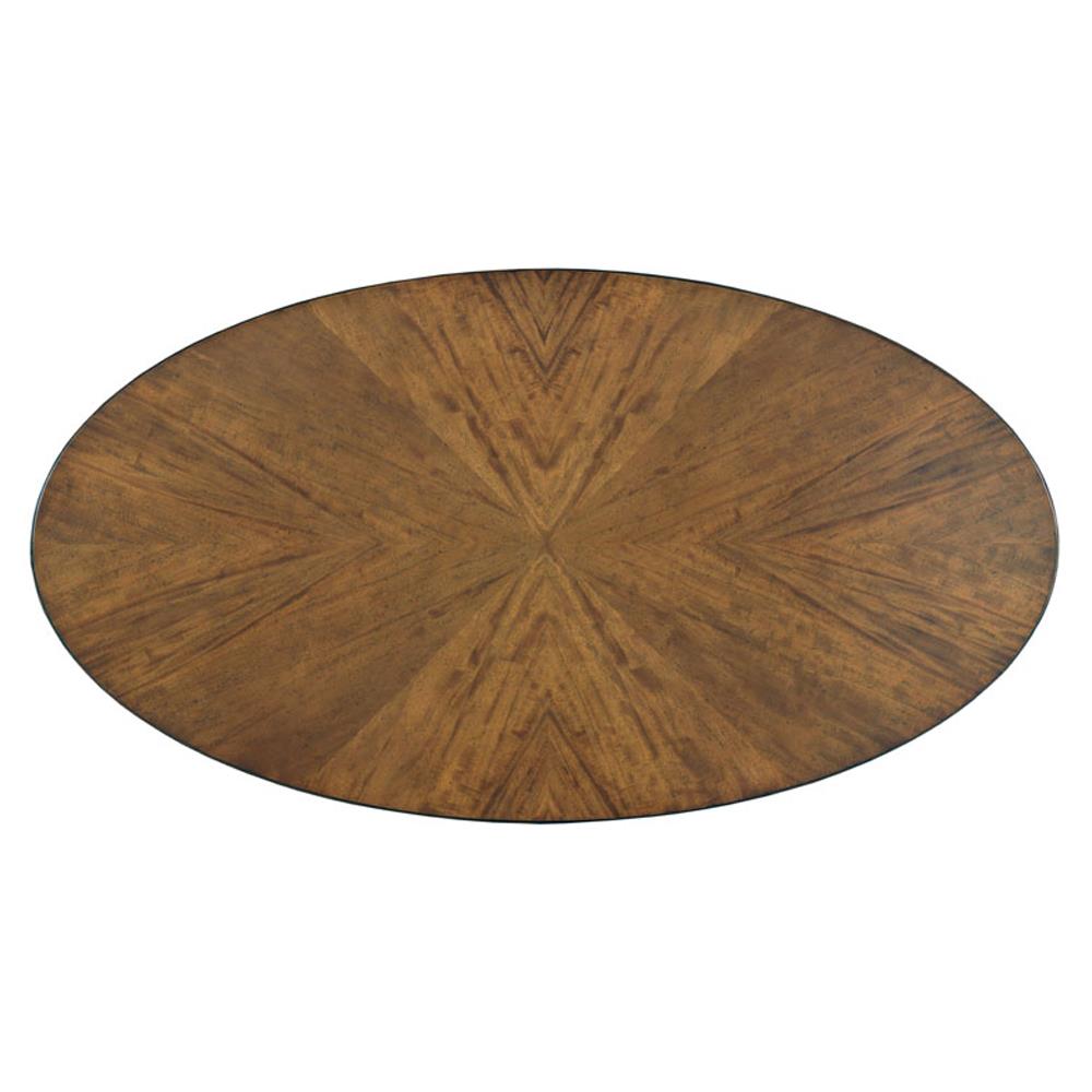 Stafford Mid Century Modern Brown Wood 2 Tier Oval Coffee Table|