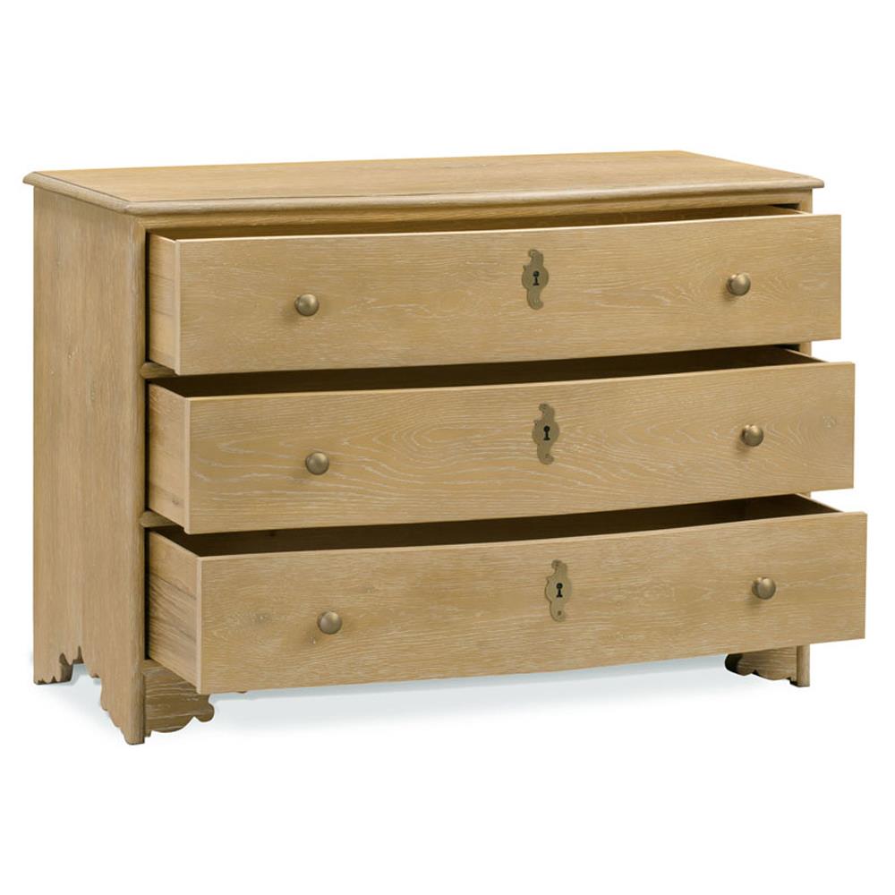 Province French Brown Oak Brass Pulls 3 Drawer Bachelor Chest|